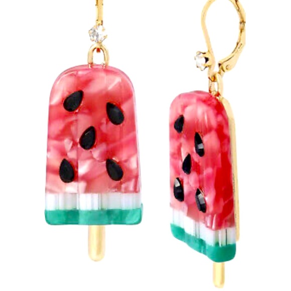 NEW BETSEY JOHNSON WATERMELON STATE POPSICLE DANGLE EARRINGS - Picture 4 of 11